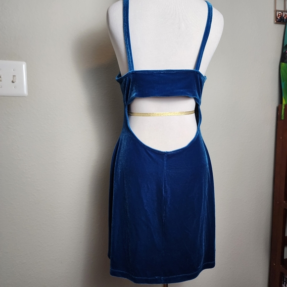 Vintage 90's Blue Crushed Velvet Open Back Dress - Picture 5 of 7